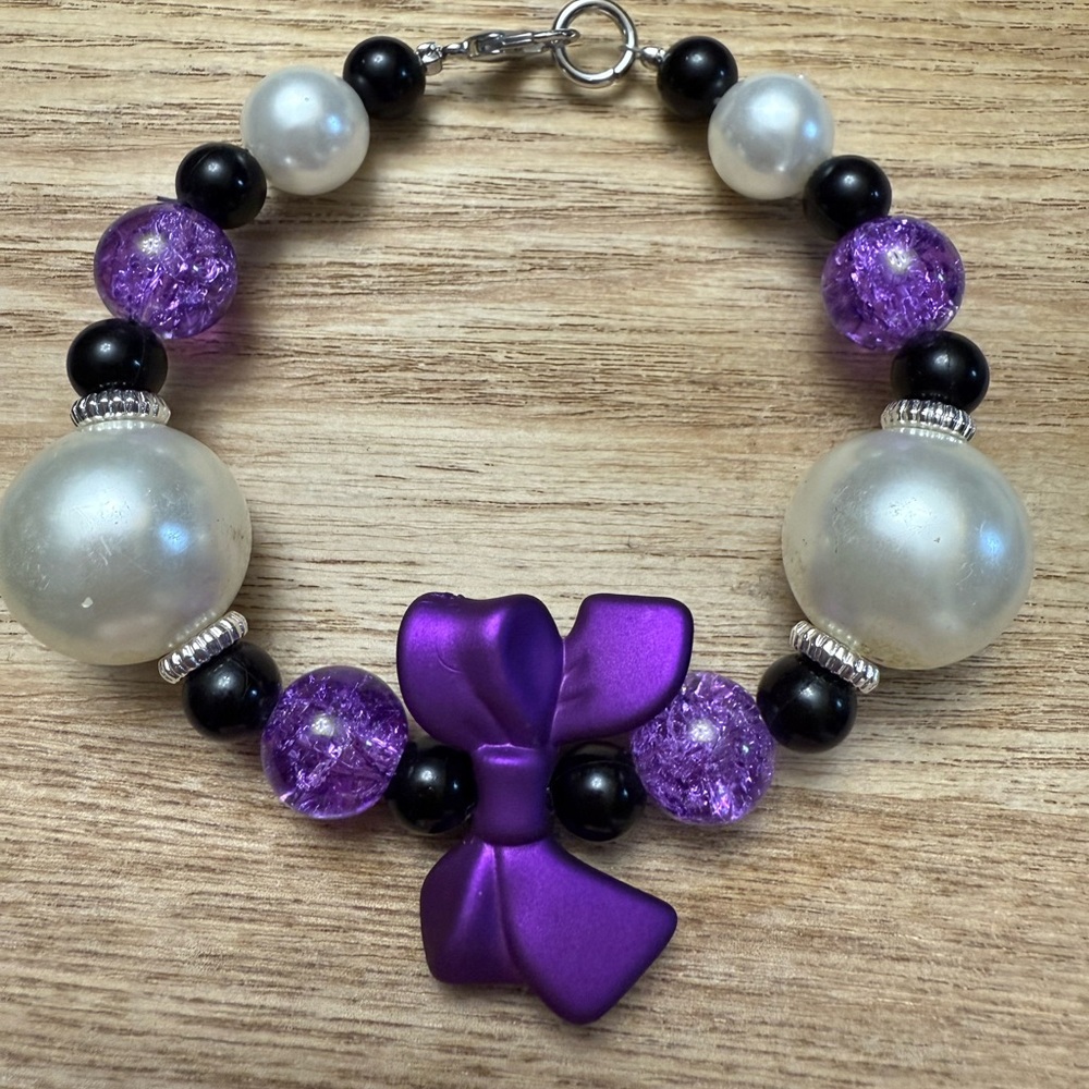 Purple and Black Bow Bracelet